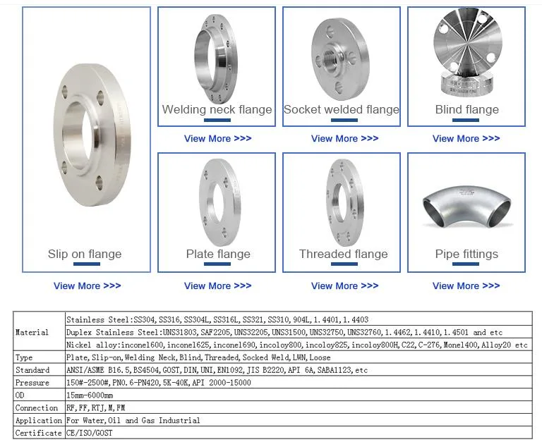 ANSI, JIS, DIN 304L Stainless Steel Carbon Steel A105 Forged Welding Neck 150lbs Threaded Forged Flanges Factory Price